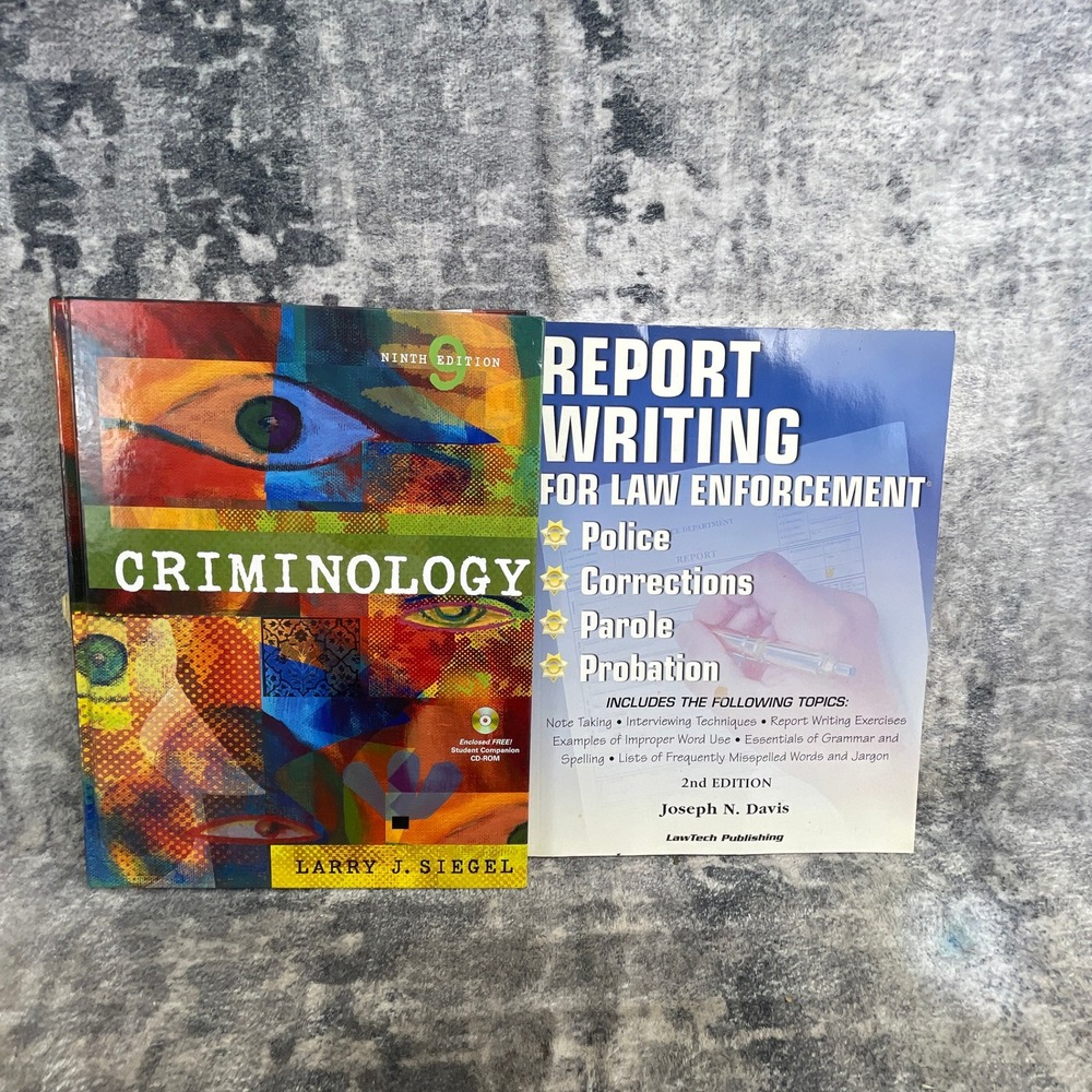 2 Criminology Book Lot Criminology 9th Ed Larry J Siegel Report Writing 2nd Ed